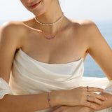 “Wisteria Whisper” Flower Bar Amethyst Silver Bracelet