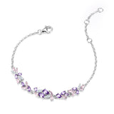 “Wisteria Whisper” Flower Bar Pink Tourmaline Silver Bracelet