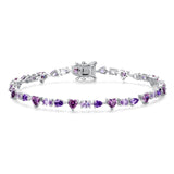 FANCIME "Dawn" Amethyst February Birthstone Sterling Silver Tennis Bracelet