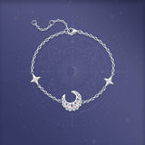 FANCIME "Pink Dream" Crescent Moon Star  Sterling Silver Strand Bracelet