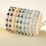 "Glamour Teardrop" December Birthstone Turquoise Sterling Silver Tennis Bracelet Classic Bolo Chain