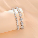 FANCIME "Heartline" Heart-Shaped Sterling Silver Tennis Bracelet