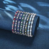 "Glamour Radiance" October Birthstone Opal Sterling Silver Tennis Bracelet Classic Bolo Chain