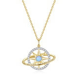 FANCIME "Stellar Promise" Opal October Birthstone Sterling Silver Necklace
