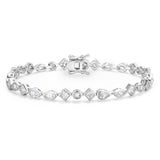 FANCIME "Lumina Trio" Geometric Sterling Silver Tennis Bracelet