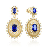 FANCIME "Retro Romance" Vintage Oval Cut September Birthstone Sterling Silver Earrings