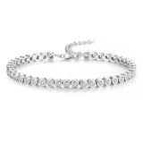 FANCIME "Orbit" Classic Sterling Silver Bezel Set Tennis Bracelet Adjustable Chain