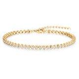 FANCIME "Orbit" Classic Sterling Silver Bezel Set Tennis Bracelet Adjustable Chain