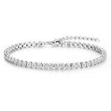 FANCIME "Orbit" Classic Sterling Silver Bezel Set Tennis Bracelet Adjustable Chain