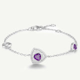 Trinity Textured Silver Bracelet in Created Amethyst