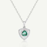 Trinity Textured Silver Necklace in Created Emerald