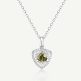 Trinity Textured Silver Necklace in Created Peridot