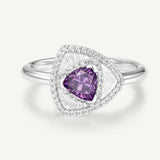 Trinity Textured Silver Ring in Created Amethyst