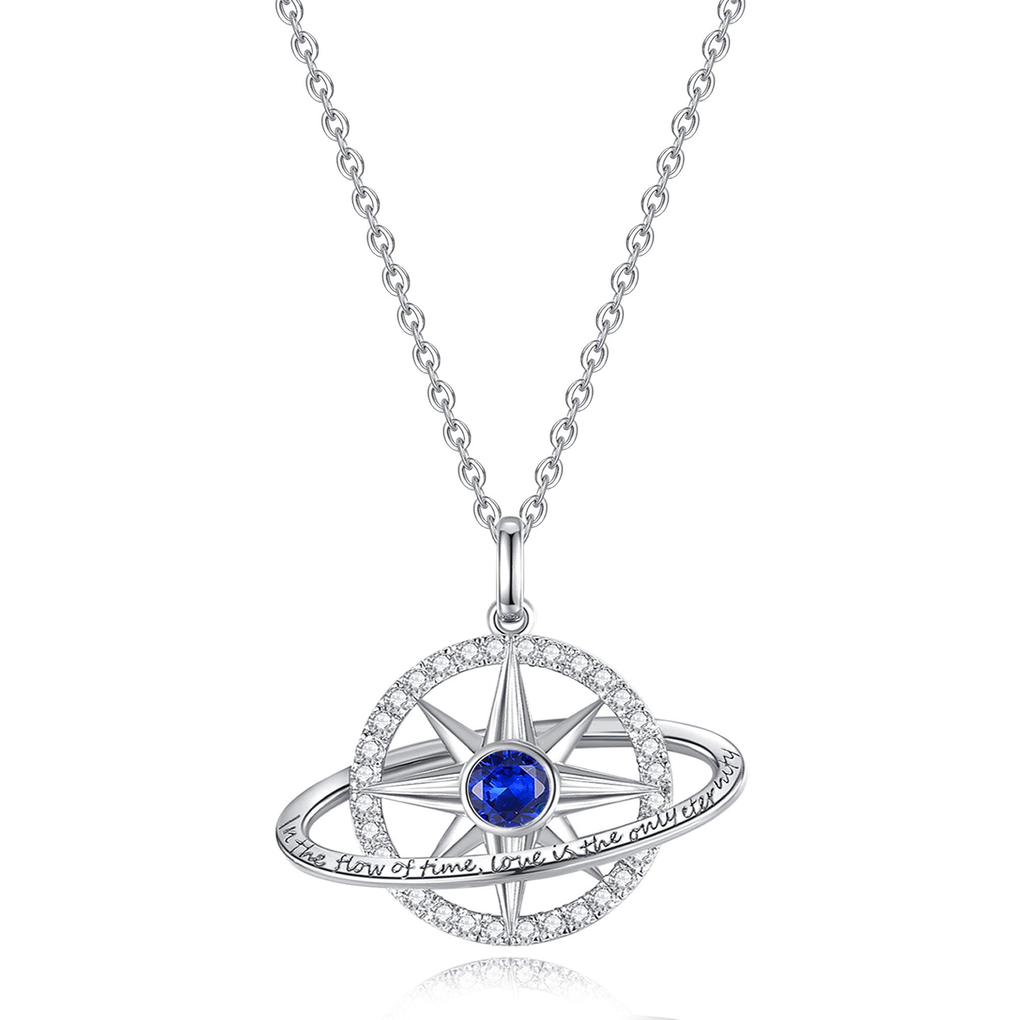 FANCIME "Stellar Promise" Sapphire September Birthstone Sterling Silver Necklace