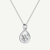 "Infinite Embrace" April Birthstone Cubic Zirconia Infinity Symbol Sterling Silver Pendant Necklace - Silver