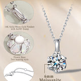 FANCIME “Everbloom” 14K Solid White Gold Moissanite Birthstone Gemstone Pendant with Sterling Silver Chain Necklace