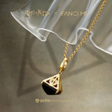 Harry Potter x FANCIME Deathly Hallows Unisex Silver Necklace, Obsidian