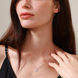 FANCIME “Everbloom” 14K Solid White Gold Moissanite Birthstone Gemstone Pendant with Sterling Silver Chain Necklace