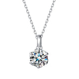 FANCIME “Everbloom” 14K Solid White Gold Moissanite Birthstone Gemstone Pendant with Sterling Silver Chain Necklace