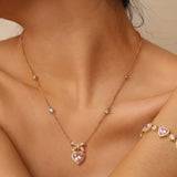 FANCIME "Heart Kiss" Sugar Bow Silver Necklace
