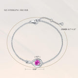 "Infinite Embrace" October Birthstone Pink Tourmaline Stone Infinity Symbol Sterling Silver Bracelet