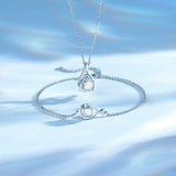 "Infinite Embrace" June Birthstone Moonstone Infinity Symbol Sterling Silver Pendant Necklace - Silver