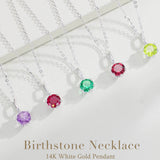 FANCIME “Everbloom” 14K Solid White Gold Peridot Birthstone Gemstone Pendant with Sterling Silver Chain Necklace