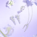 FANCIME "Wisteria Bouquet" Sterling Silver Petal Cluster Drop Stud Earrings