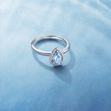 Ocean Eye Birthstone Silver Ring in Aquamarine