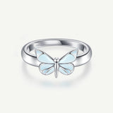 FANCIME "Starlight Butterfly" Luminous Enamel Silver Ring