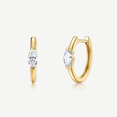 0.25 ct Lab Grown Diamond Marquise Solitaire Huggie Earrings in 14K Yellow Gold