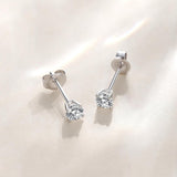 14K 白金 0.3CTTW 四爪鑲嵌實驗室培育鑽石單顆耳釘