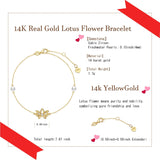 14K 黃金蓮花手鍊，配有4MM淡水珍珠，豪華可調節手鍊，精緻珠寶
