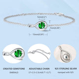 "Infinite Embrace" May Birthstone Emerald Stone Infinity Symbol Sterling Silver Bracelet