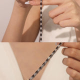"Glamour Radiance" Fancy Cut Tennis Black Onyx Stone Sterling Silver Bracelet