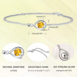 "Infinite Embrace" November Birthstone Citrine Stone Infinity Symbol Sterling Silver Bracelet