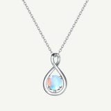 "Infinite Embrace" June Birthstone Moonstone Infinity Symbol Sterling Silver Pendant Necklace - Silver