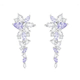 FANCIME "Wisteria Bouquet" Sterling Silver Petal Cluster Drop Stud Earrings