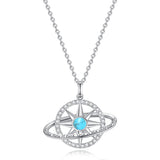 FANCIME "Stellar Promise" Turquoise December Birthstone Sterling Silver Necklace