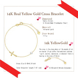 14K Solid Yellow Gold Sideways Cross Bracelet with Pear Link Adjustable Fine Jewelry