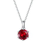 FANCIME “Everbloom” 14K Solid White Gold Ruby Birthstone Gemstone Pendant with Sterling Silver Chain Necklace