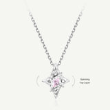North Star Pink Crystal Silver Necklace
