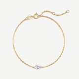 0.31 克拉實驗室培育鑽石馬眼形單顆鑽石手鍊，14K 黃金