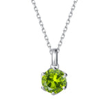 FANCIME “Everbloom” 14K Solid White Gold Peridot Birthstone Gemstone Pendant with Sterling Silver Chain Necklace