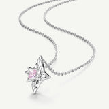 North Star Pink Crystal Silver Necklace