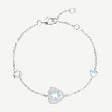 Trinity Textured Silver Bracelet in Created Aquamarine