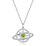 FANCIME "Stellar Promise" Peridot August Birthstone Sterling Silver Necklace