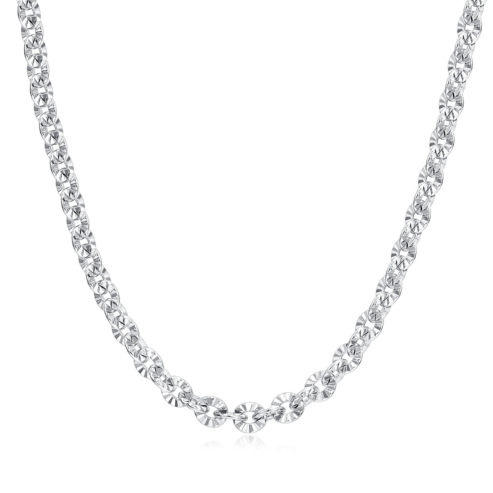 FANCIME "Sunlit Grace" Classic Floral Link Sterling Silver Chain Necklace