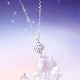 North Star Pink Crystal Silver Necklace