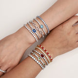 FANCIME "Axis" Heart Cut December Birthstone Topaz Sterling Silver Tennis Bracelet